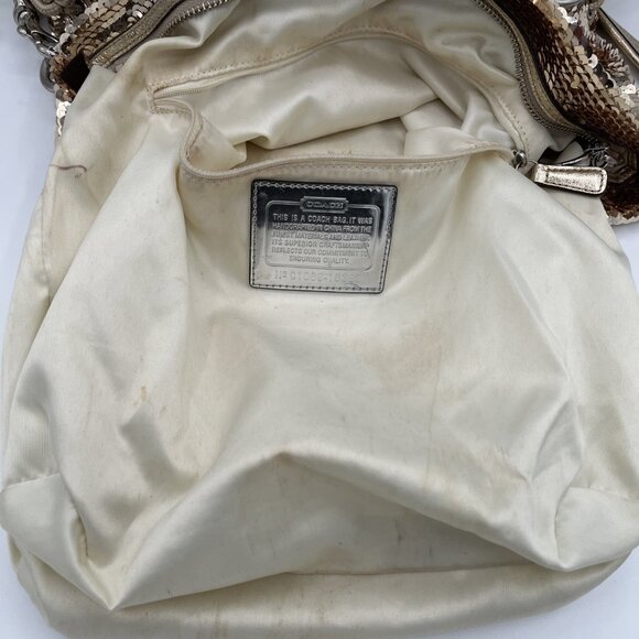 RARE Coach 15383 Poppy Gold Sequin Spotlight Satchel Purse Handbag READ - Picture 11 of 15